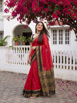 MIMOSA Maroon Mysore Silk Crepe Saree — pose 9 styling detail