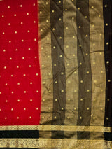 MIMOSA Maroon Mysore Silk Crepe Saree — pallu and zari work detail