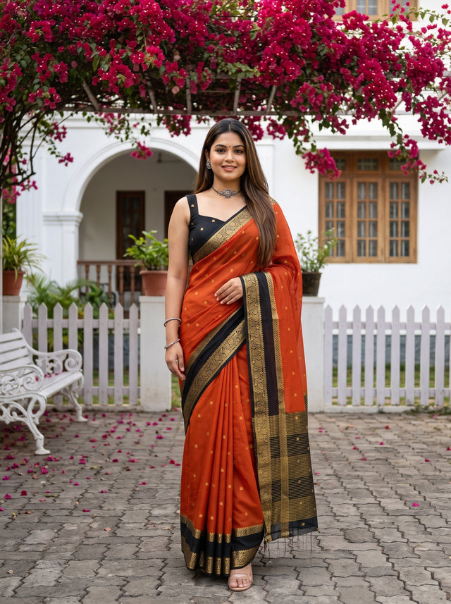 MIMOSA Mustard Mysore Silk Crepe Saree — AI Model lifestyle pose