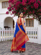 MIMOSA Royal Blue Mysore Silk Crepe Saree — pose 7 styling detail