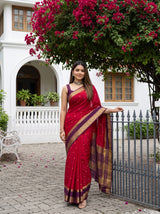 MIMOSA Strawberry Mysore Silk Crepe Saree — AI Model lifestyle pose