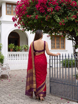 MIMOSA Strawberry Mysore Silk Crepe Saree — Saree shot pallu body