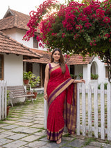 MIMOSA Strawberry Mysore Silk Crepe Saree — pose 6 styling detail