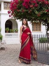 MIMOSA Strawberry Mysore Silk Crepe Saree — pose 9 styling detail