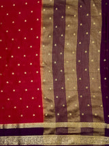 MIMOSA Strawberry Mysore Silk Crepe Saree — pallu and zari work detail
