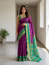 MIMOSA Magenta Saree Saree — front view on mannequin
