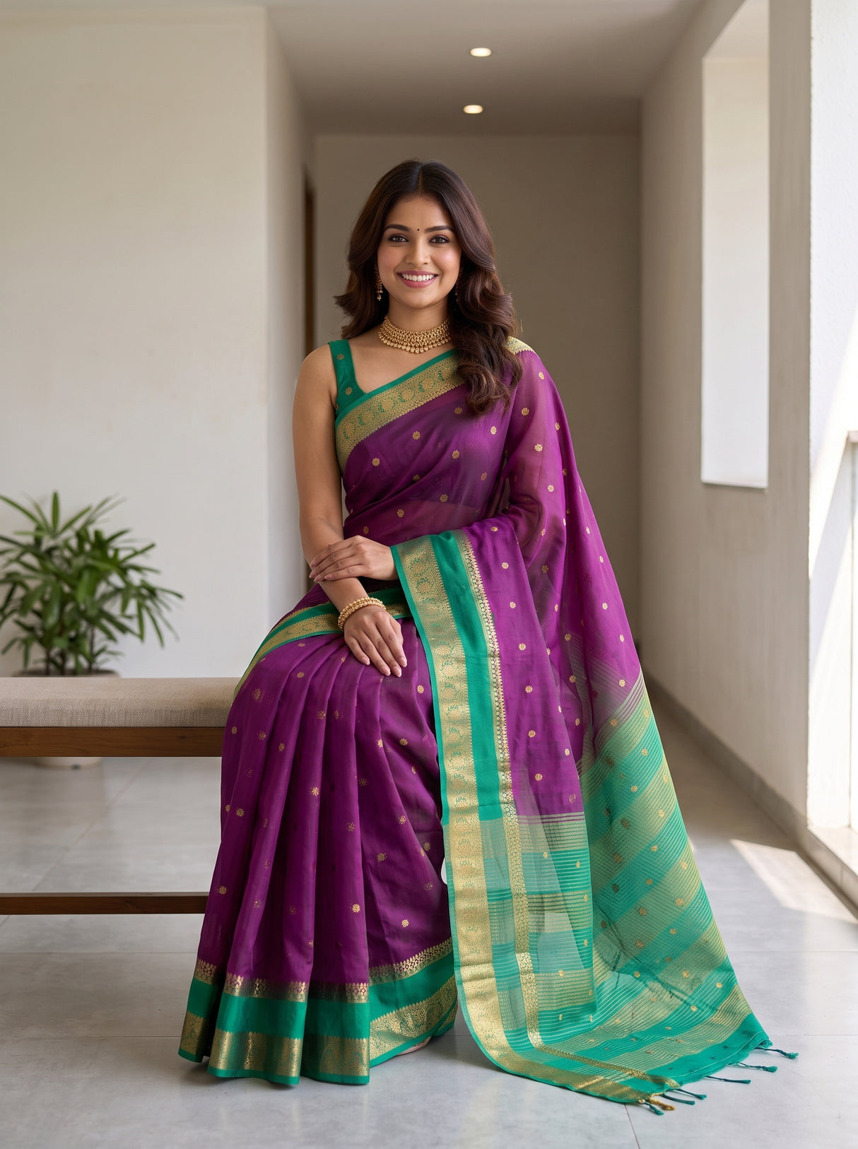 MIMOSA Magenta Saree Saree — pose 8 styling detail