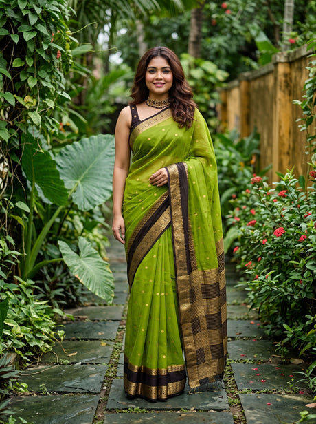 MIMOSA Olive Saree Saree — front view on mannequin