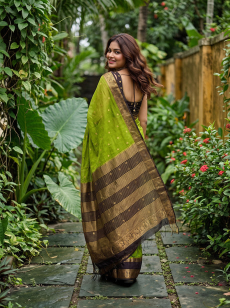 MIMOSA Olive Saree Saree — pose 2 styling detail