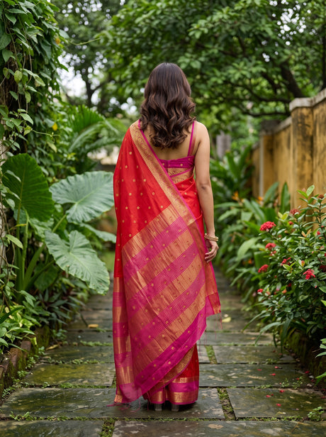 MIMOSA Red Saree Saree — pose 2 styling detail
