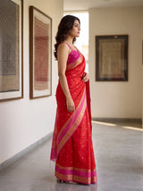 MIMOSA Red Saree Saree — pose 3 styling detail