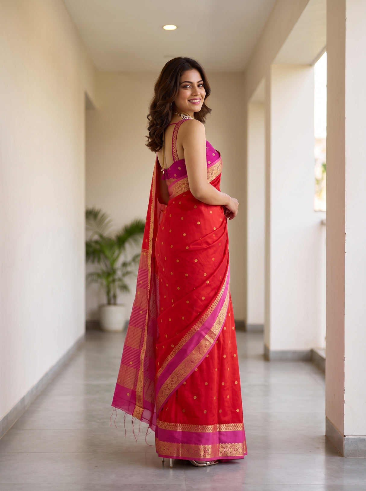 MIMOSA Red Saree Saree — pose 5 styling detail