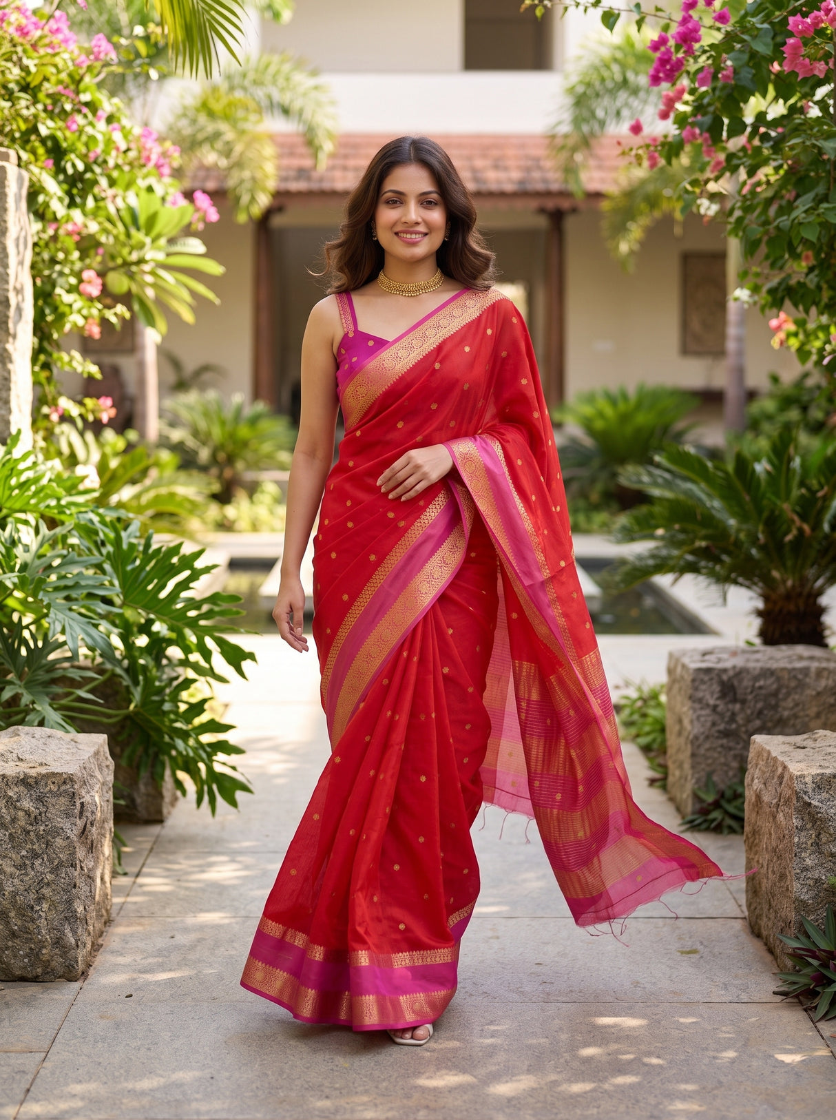 MIMOSA Red Saree Saree — pose 7 styling detail