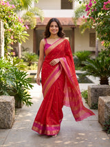 MIMOSA Red Saree Saree — pose 7 styling detail