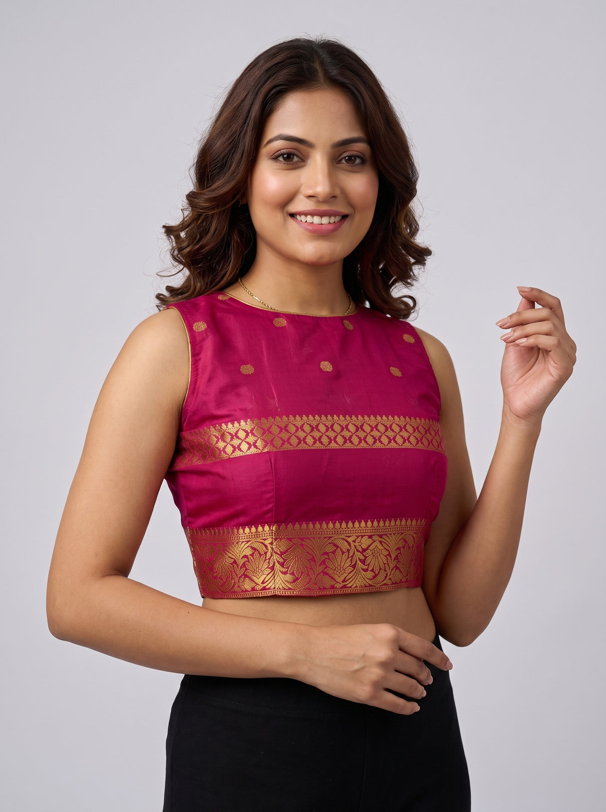 MIMOSA Red Saree Saree — blouse close-up