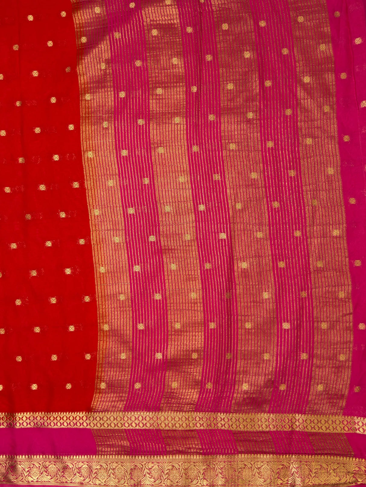 MIMOSA Red Saree Saree — pallu and zari work detail