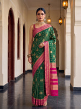 MIMOSA Bottle Green Saree Saree — pose 10 styling detail