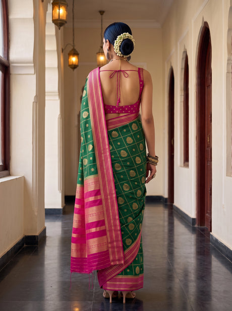 MIMOSA Bottle Green Saree Saree — pose 2 styling detail