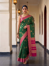 MIMOSA Bottle Green Saree Saree — pose 6 styling detail