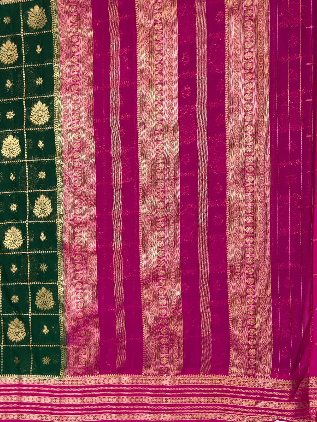 MIMOSA Bottle Green Saree Saree — pallu and zari work detail