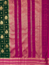 MIMOSA Bottle Green Saree Saree — pallu and zari work detail