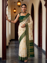 MIMOSA Half White Saree Saree — front view on mannequin