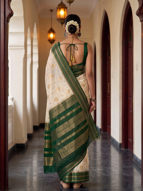 MIMOSA Half White Saree Saree — pose 2 styling detail