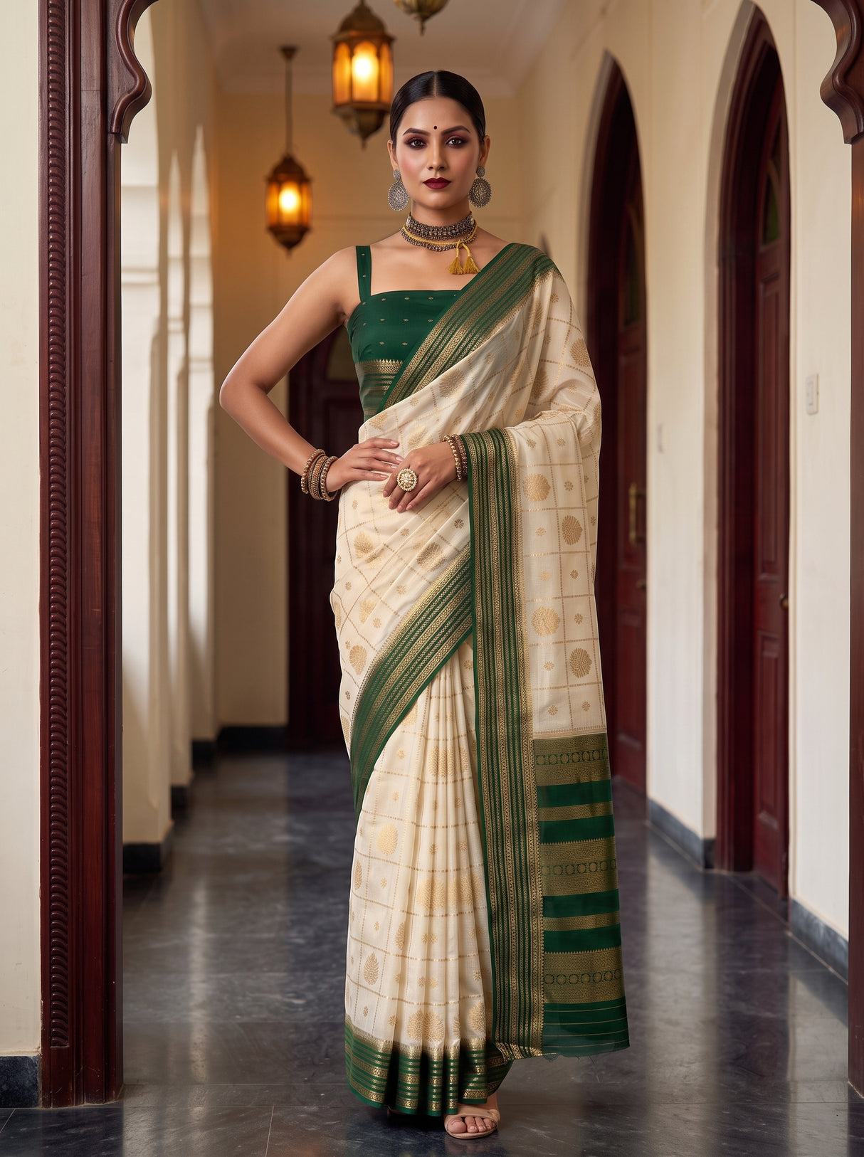 MIMOSA Half White Saree Saree — pose 4 styling detail