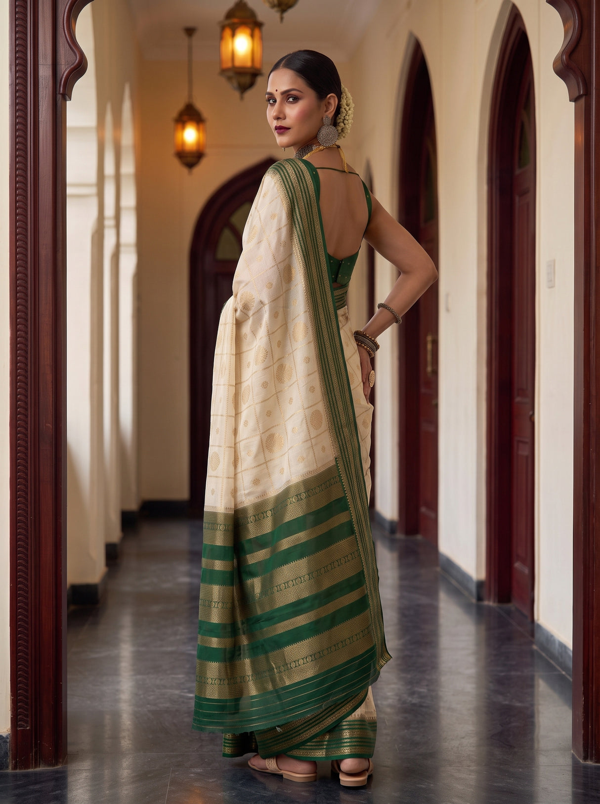 MIMOSA Half White Saree Saree — pose 5 styling detail