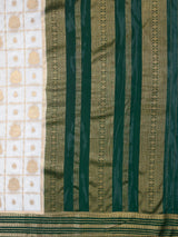MIMOSA Half White Saree Saree — pallu and zari work detail