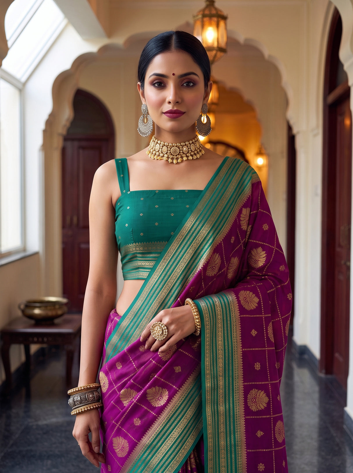 MIMOSA Magenta Saree Saree — pose 10 styling detail