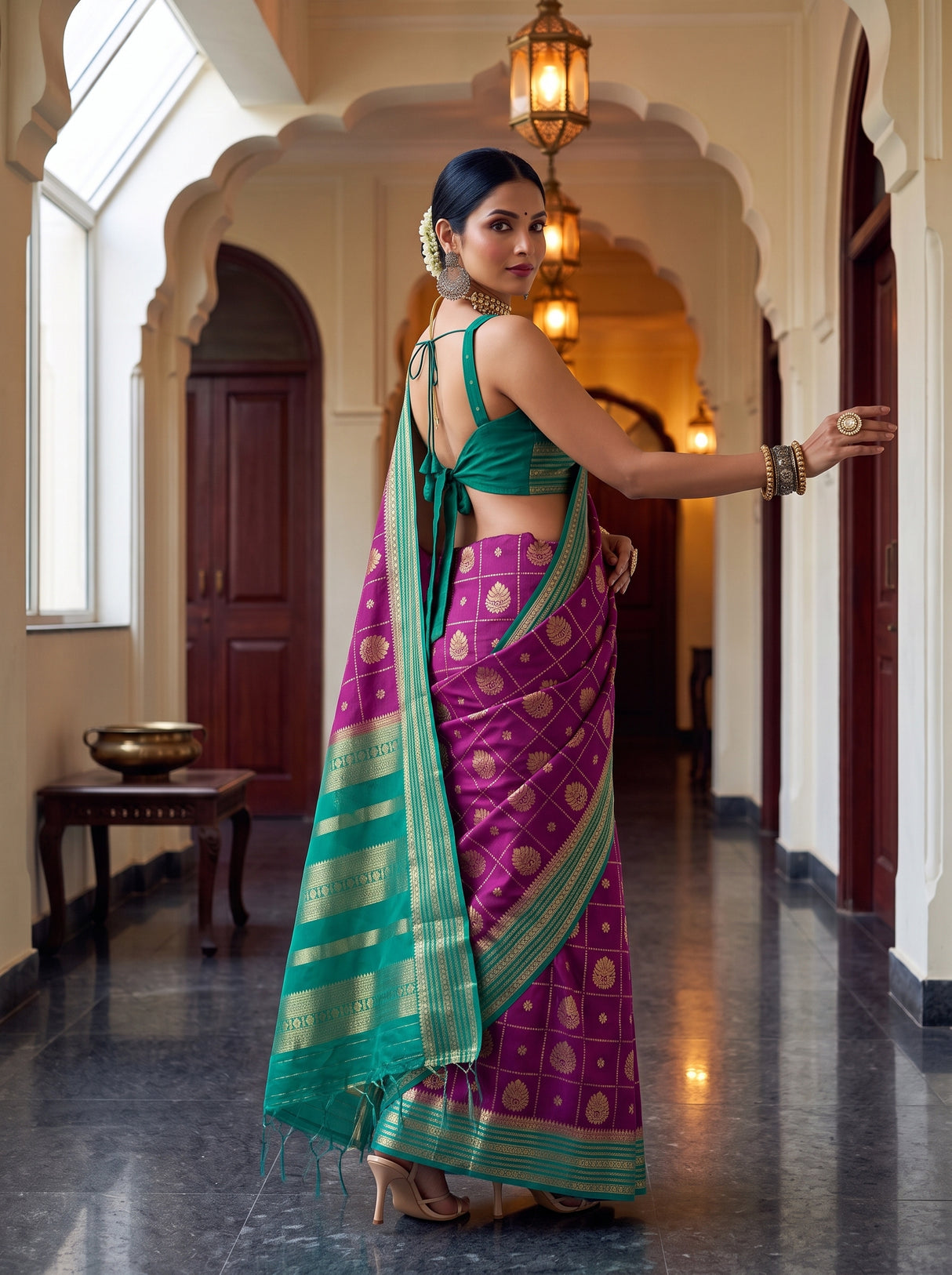 MIMOSA Magenta Saree Saree — pose 5 styling detail