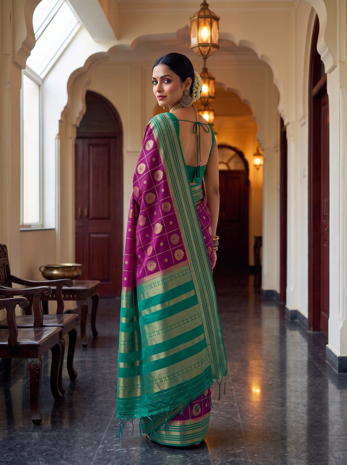 MIMOSA Magenta Saree Saree — pose 7 styling detail