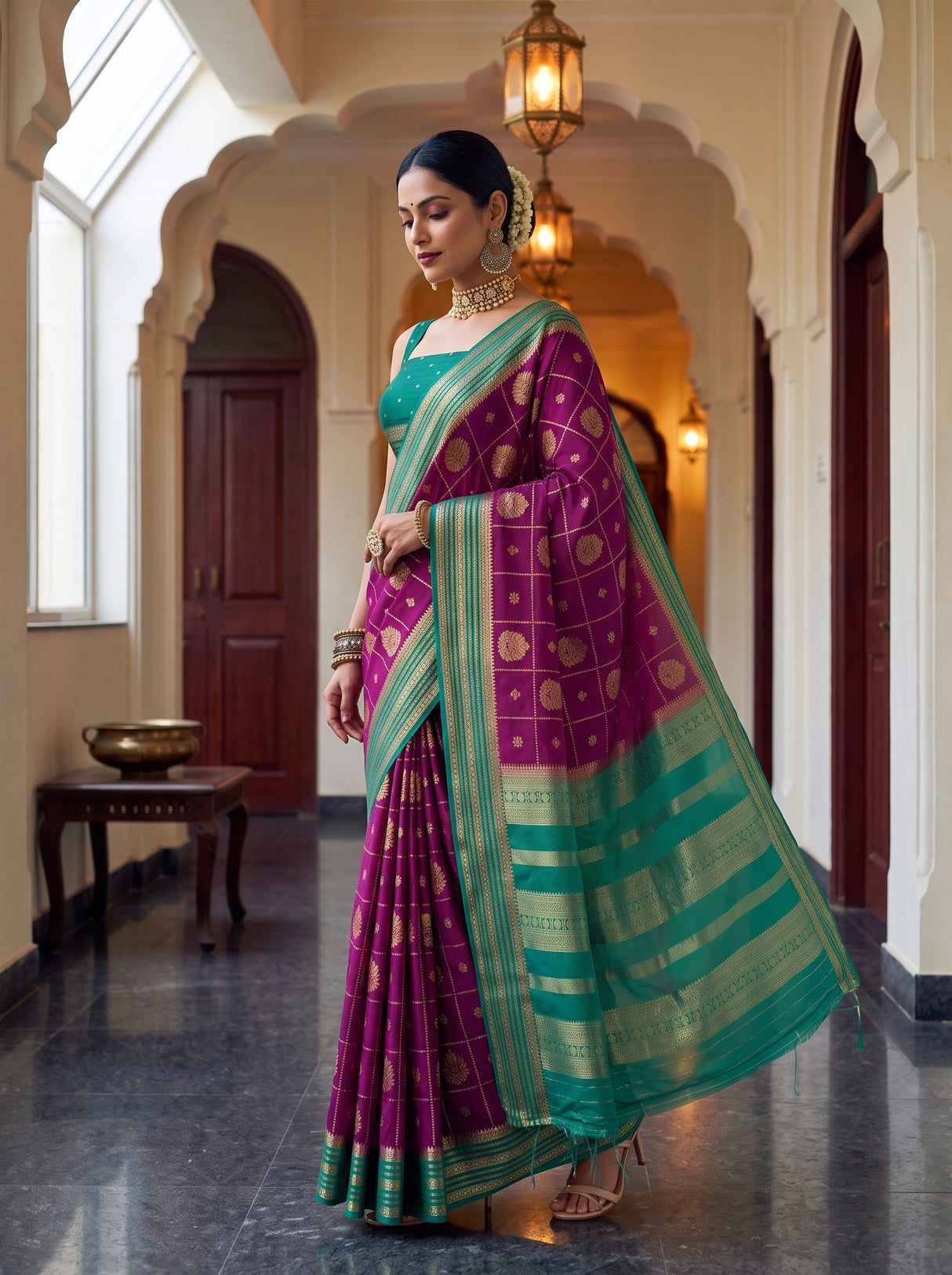 MIMOSA Magenta Saree Saree — pose 9 styling detail