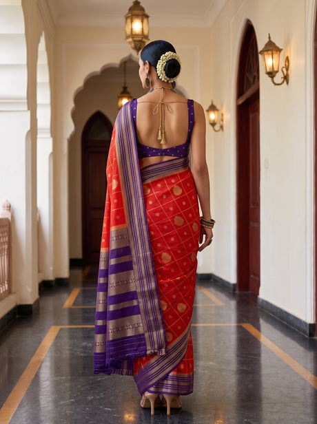 MIMOSA Orange Saree Saree — pose 2 styling detail