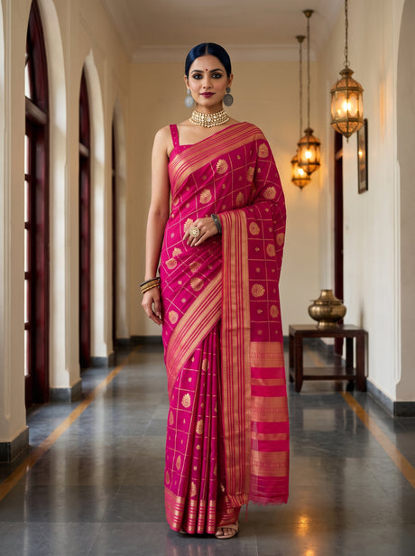 MIMOSA Rani Saree Saree — front view on mannequin