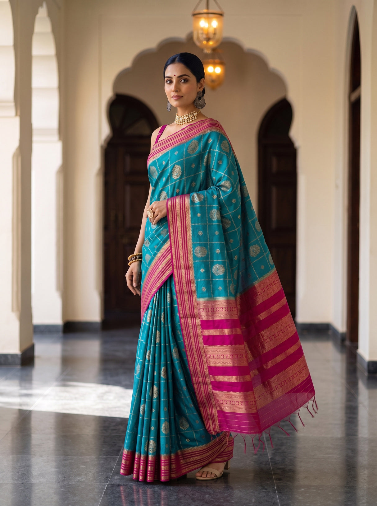 MIMOSA Sapphire Saree Saree — pose 5 styling detail