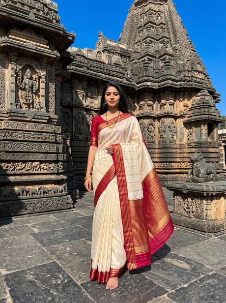 MIMOSA Half White Saree Saree — front view on mannequin