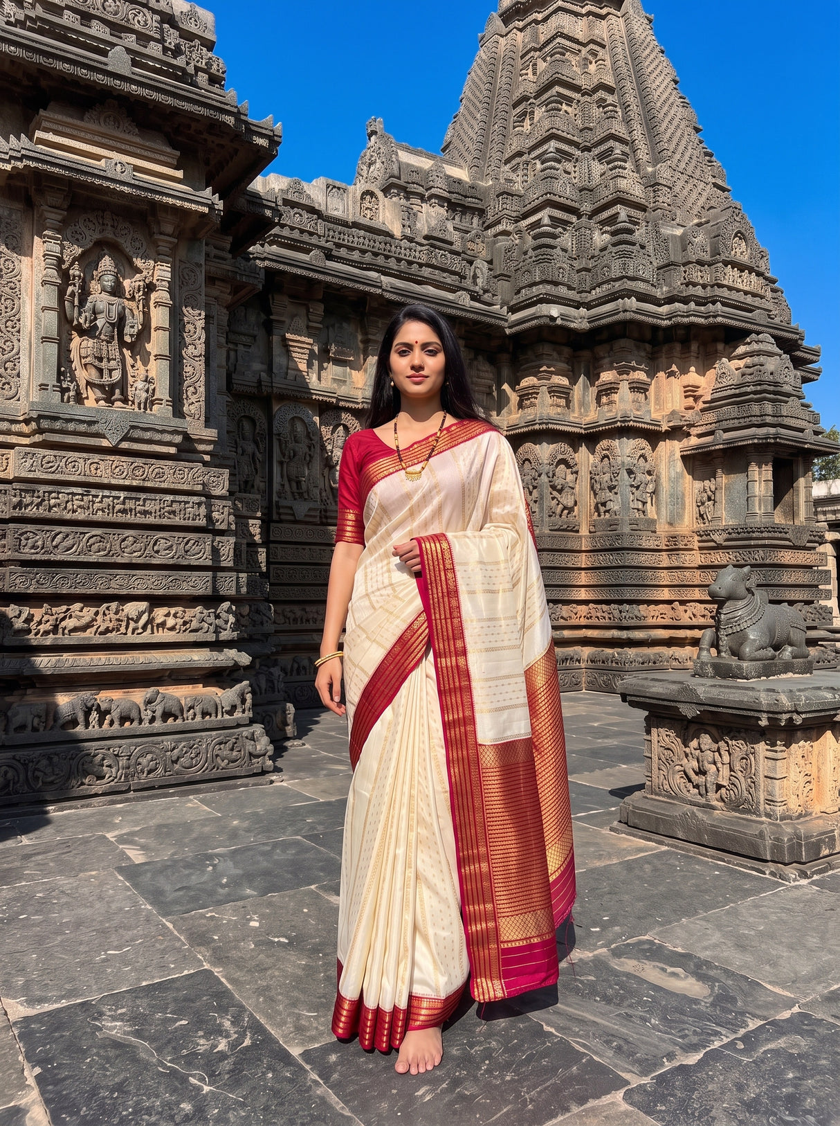 MIMOSA Half White Saree Saree — pose 10 styling detail
