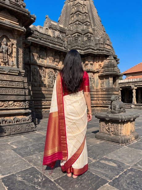 MIMOSA Half White Saree Saree — pose 2 styling detail