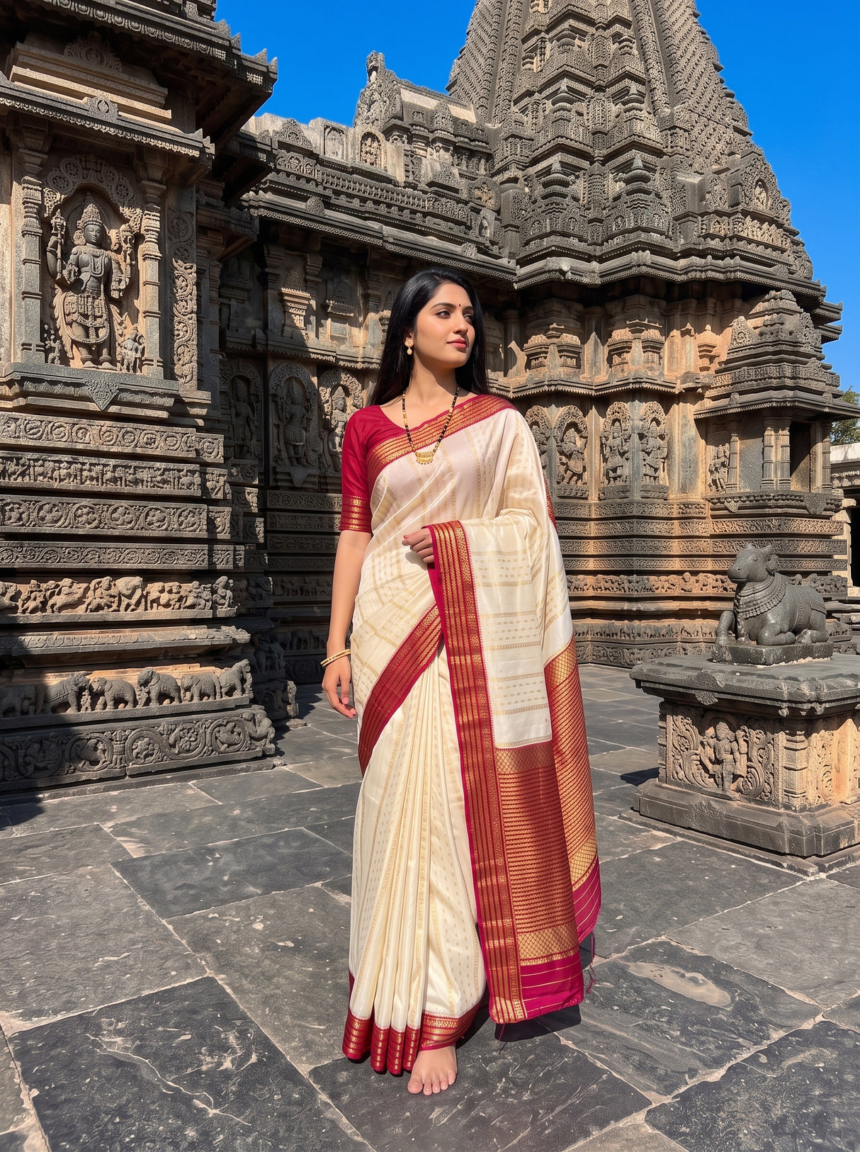 MIMOSA Half White Saree Saree — pose 5 styling detail