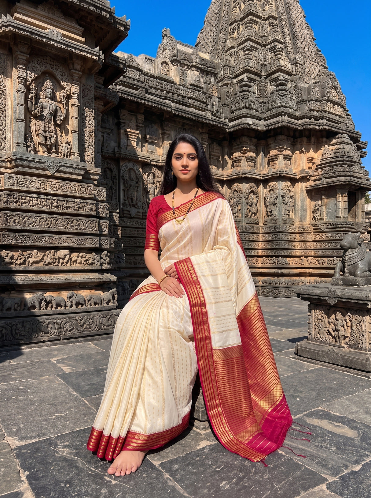 MIMOSA Half White Saree Saree — pose 8 styling detail