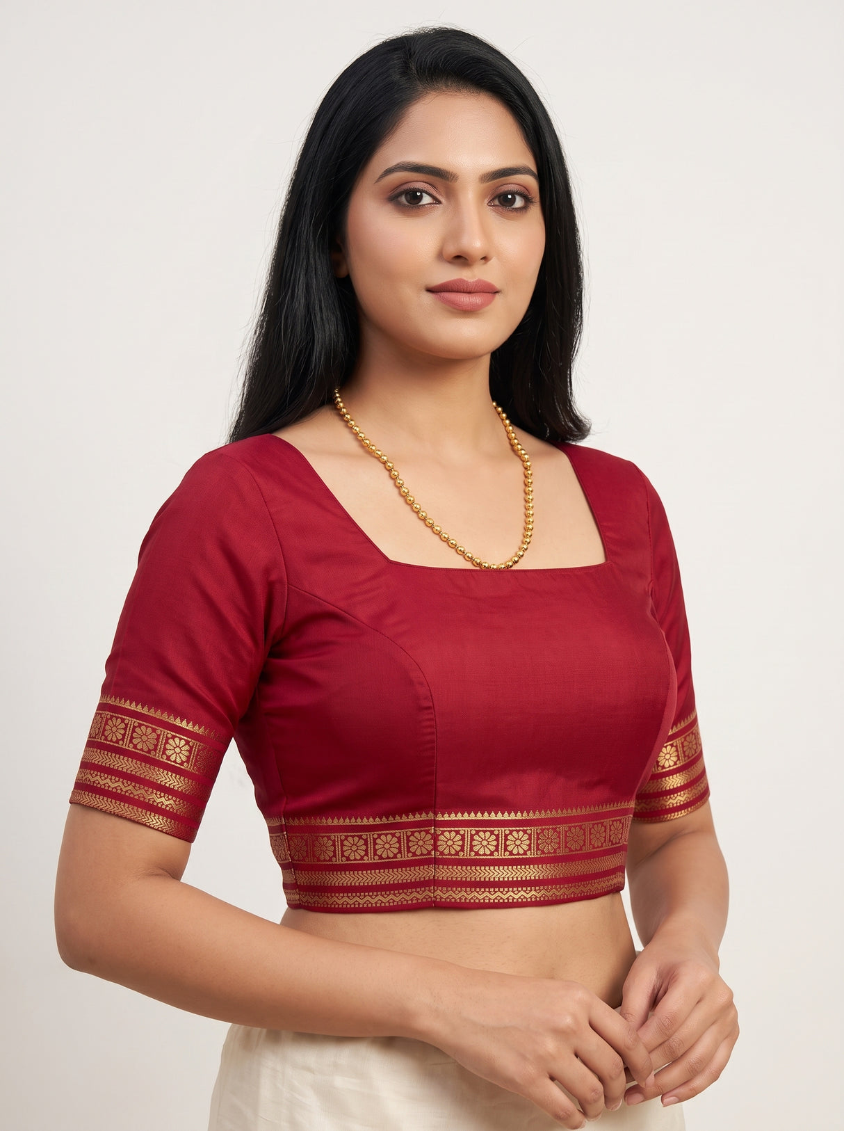MIMOSA Half White Saree Saree — blouse close-up
