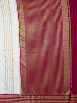 MIMOSA Half White Saree Saree — pallu and zari work detail