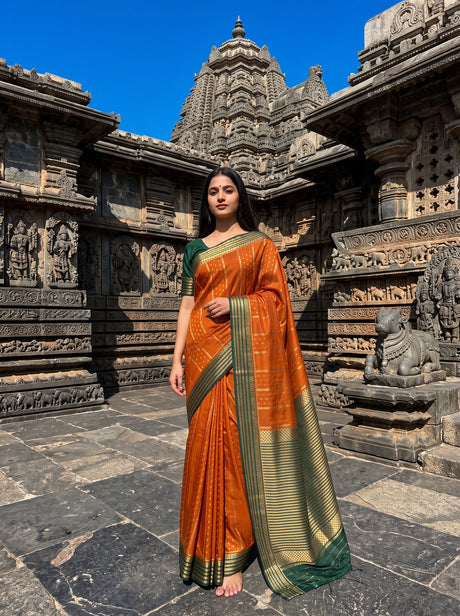MIMOSA Mustard Saree Saree — front view on mannequin