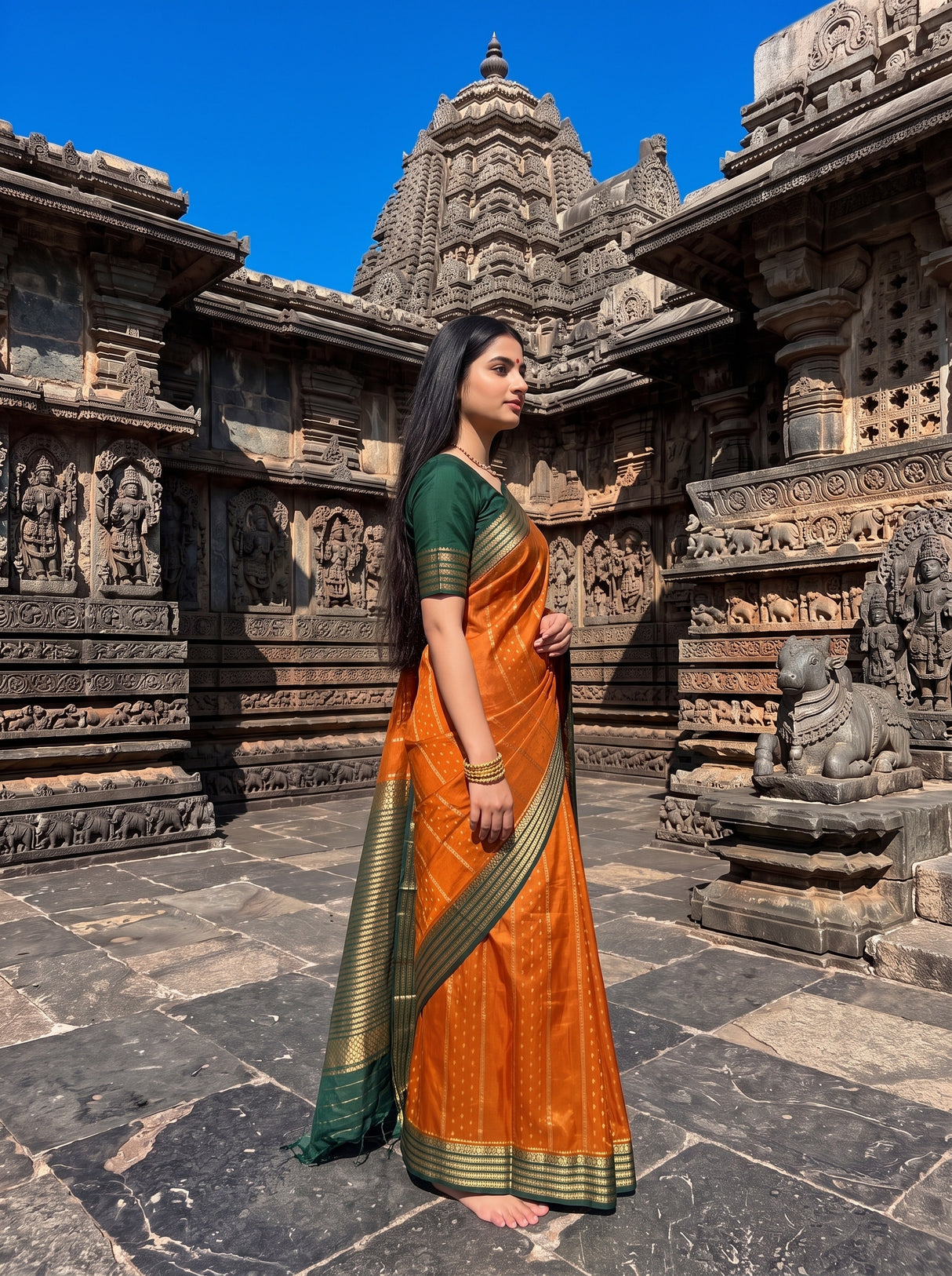 MIMOSA Mustard Saree Saree — pose 3 styling detail