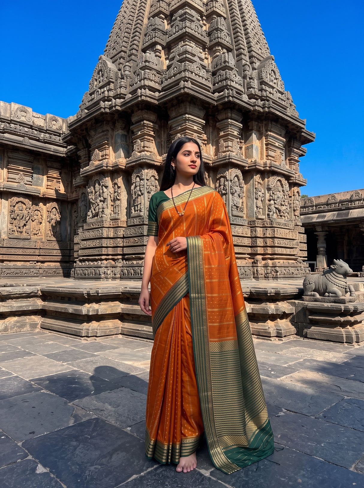 MIMOSA Mustard Saree Saree — pose 5 styling detail