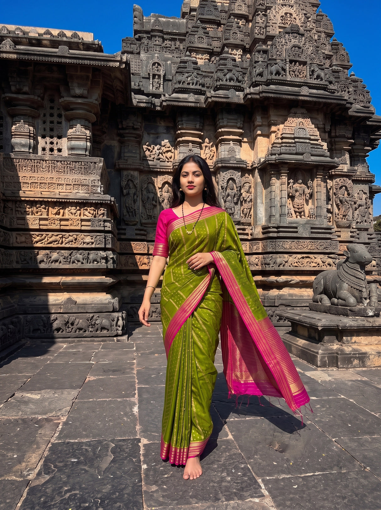 MIMOSA Olive Saree Saree — pose 7 styling detail