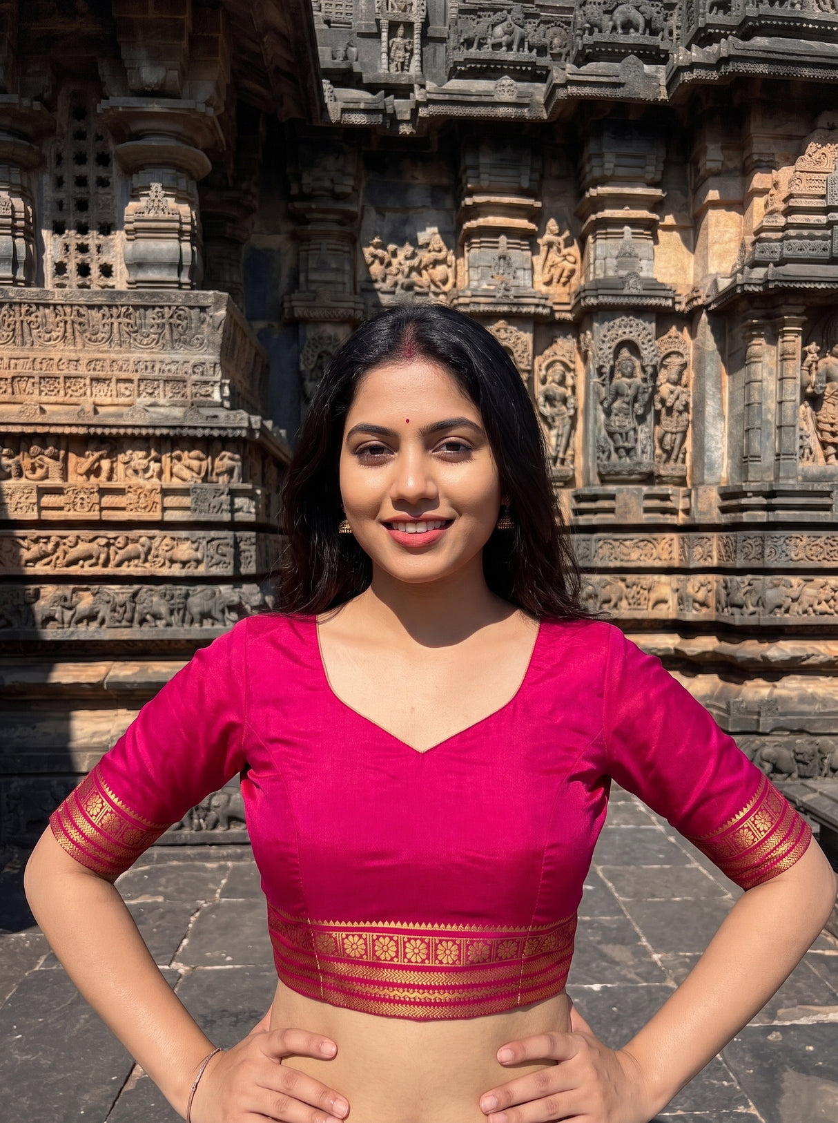 MIMOSA Olive Saree Saree — blouse close-up