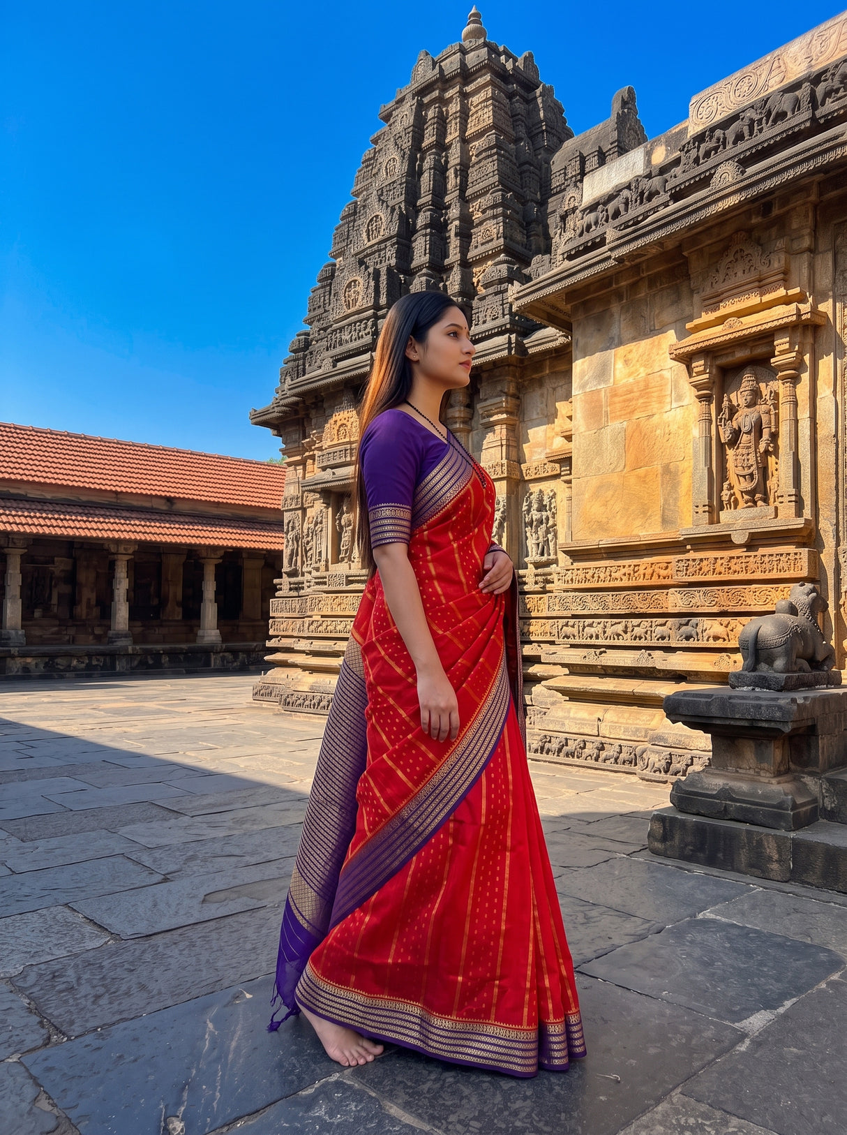 MIMOSA Orange Saree Saree — pose 3 styling detail